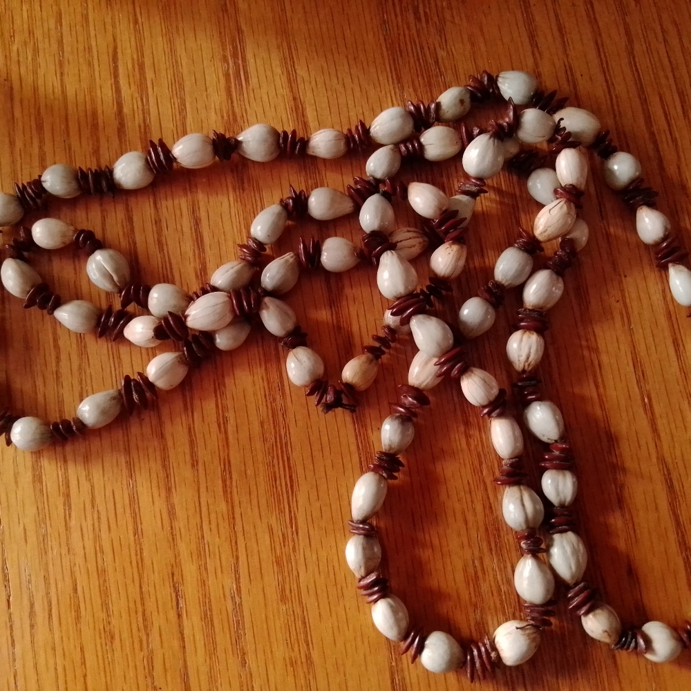 Vintage Strand of Shells in Brown and Cream